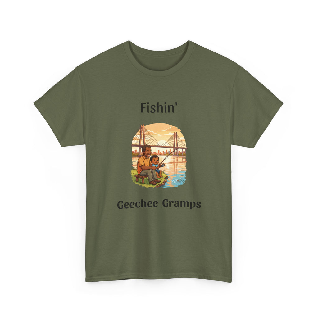 Fishin' Geechee Gramps T-Shirt – Grandpa Fishing Vintage Sunset Tee