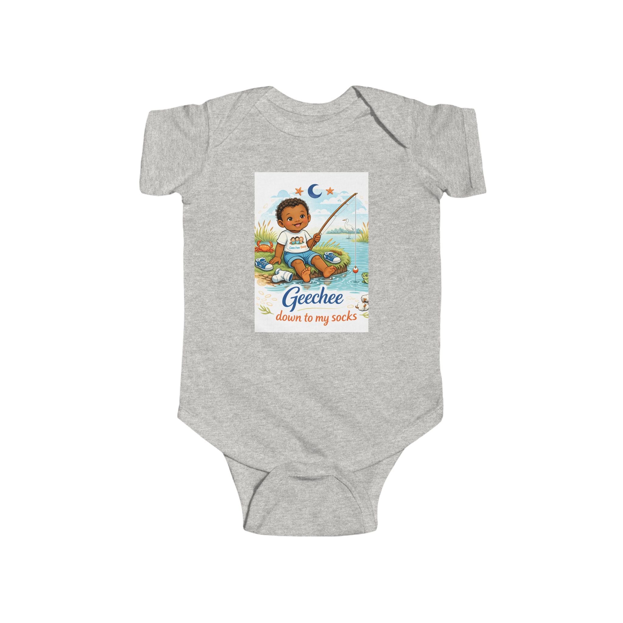 Geechee Baby "Little Fisher Boy down to my socks" infant onesie