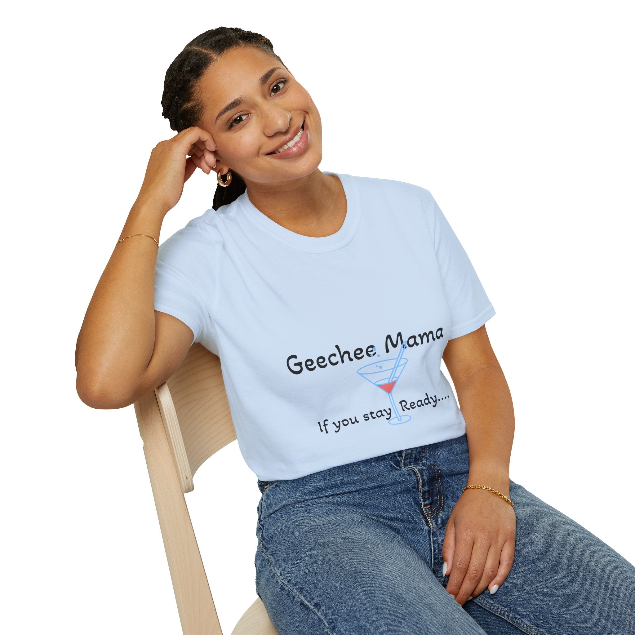 Geechee Mama T-Shirt — Coastal Mom Gullah Geechee Graphic Tee (Martini Glass Design)