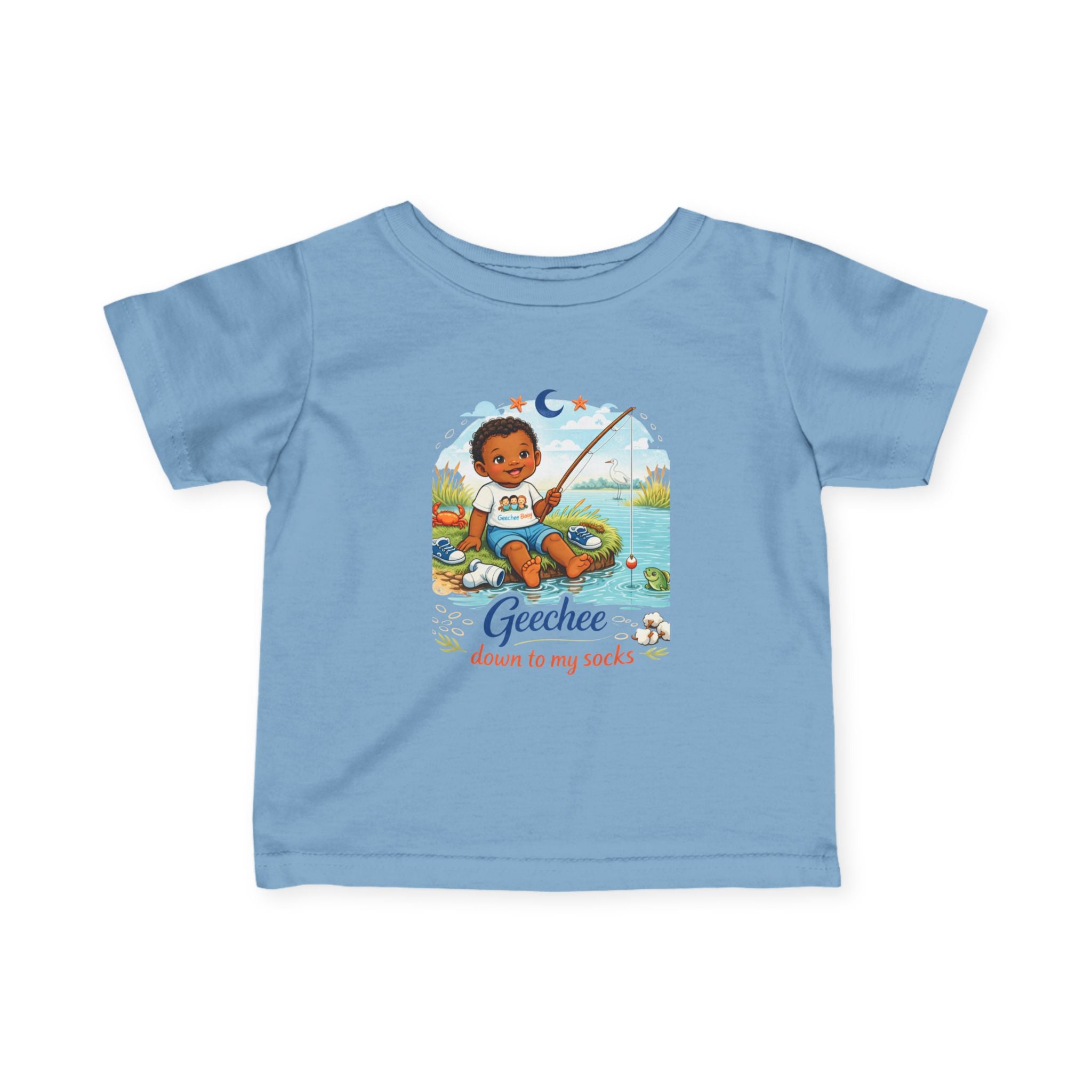 Infant Tee - "Geechee down to my socks" Cute Fishing Baby Shirt