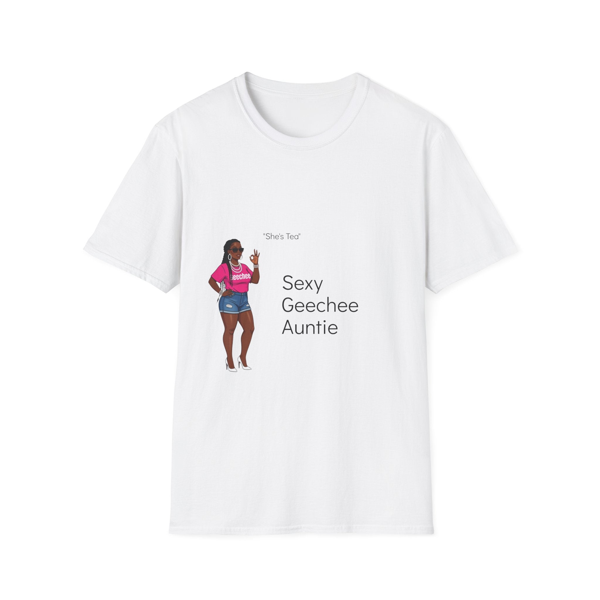 Sexy Geechee Auntie T-Shirt — "She’s Tea" Graphic Tee for Geechee Culture Fans