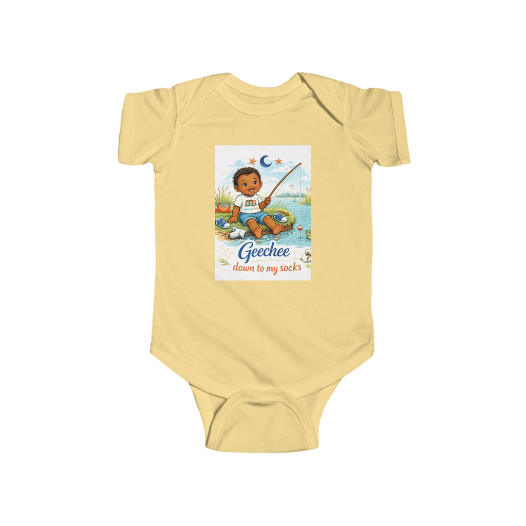 Geechee Baby "Little Fisher Boy down to my socks" infant onesie