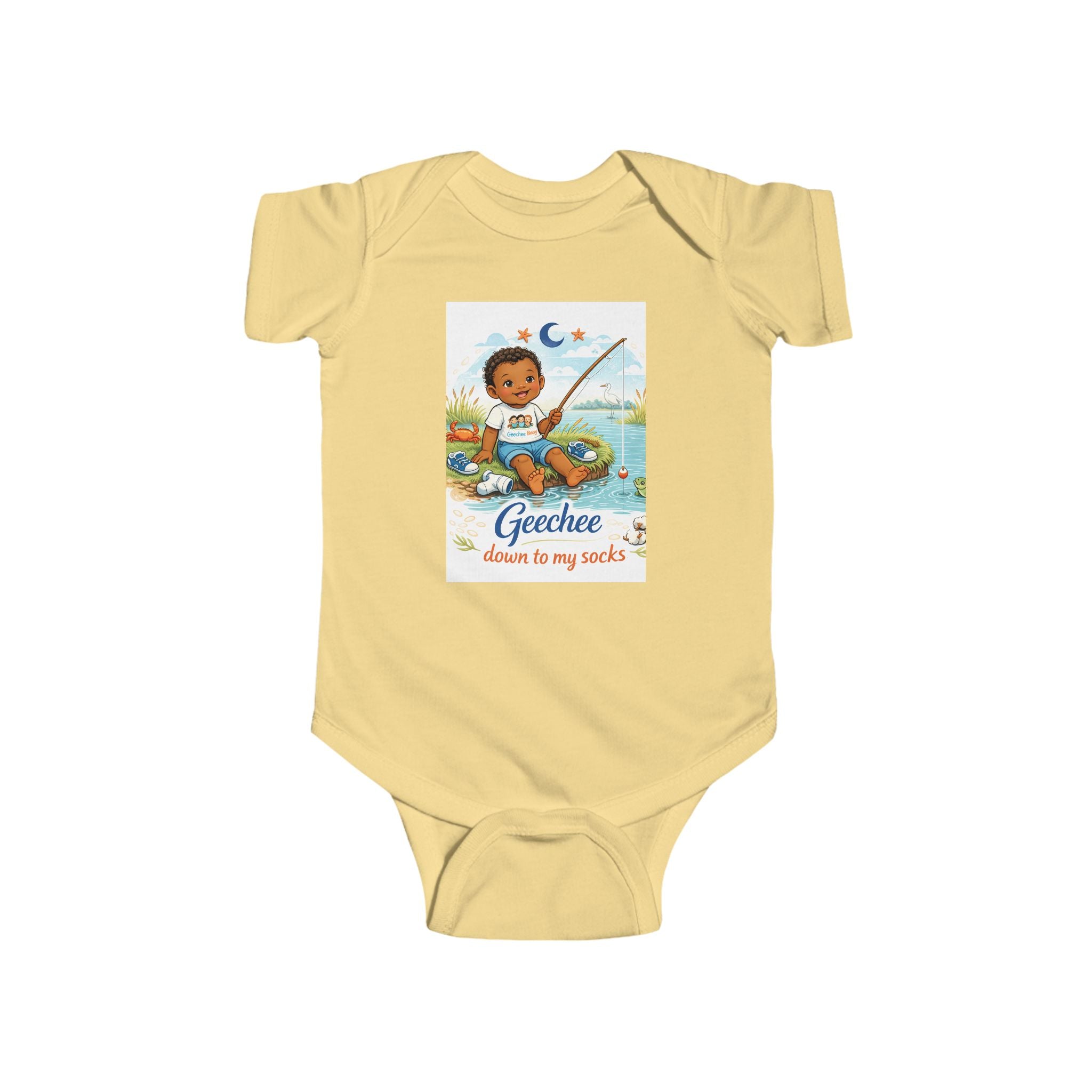 Geechee Baby "Little Fisher Boy down to my socks" infant onesie