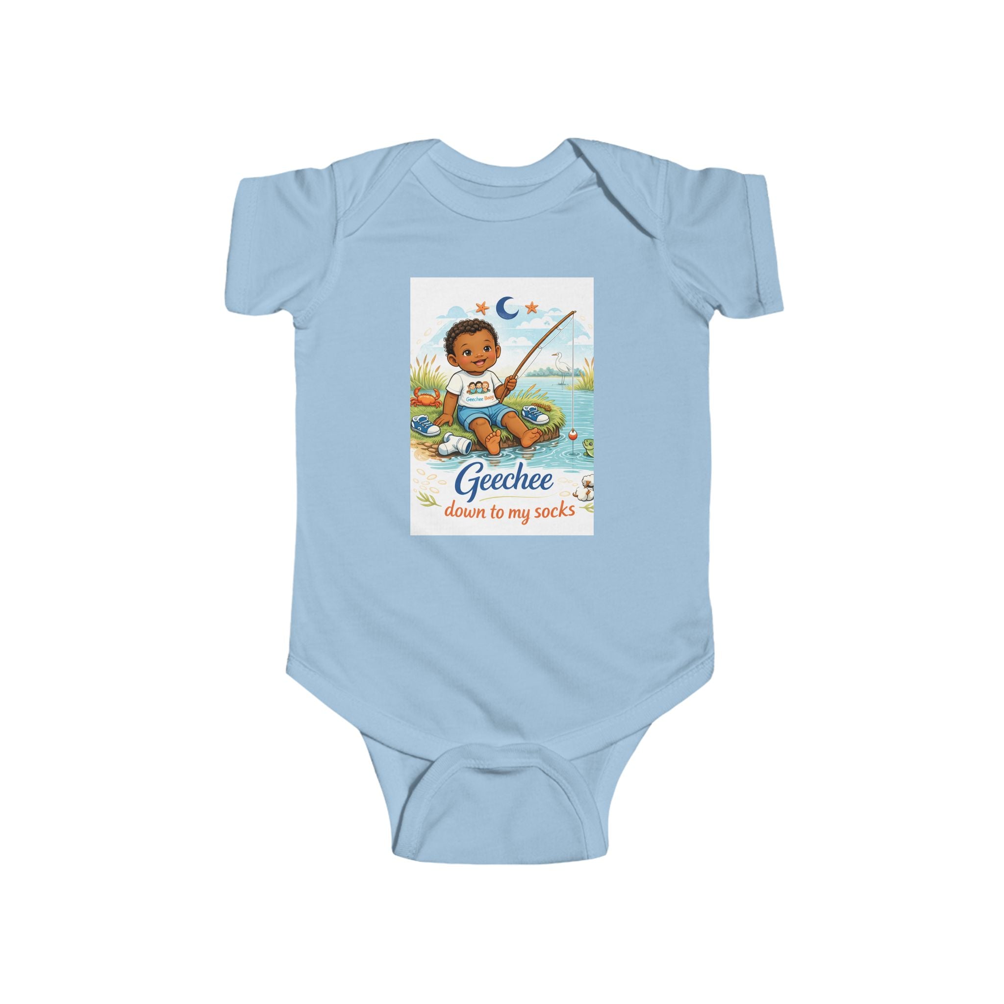 Geechee Baby "Little Fisher Boy down to my socks" infant onesie