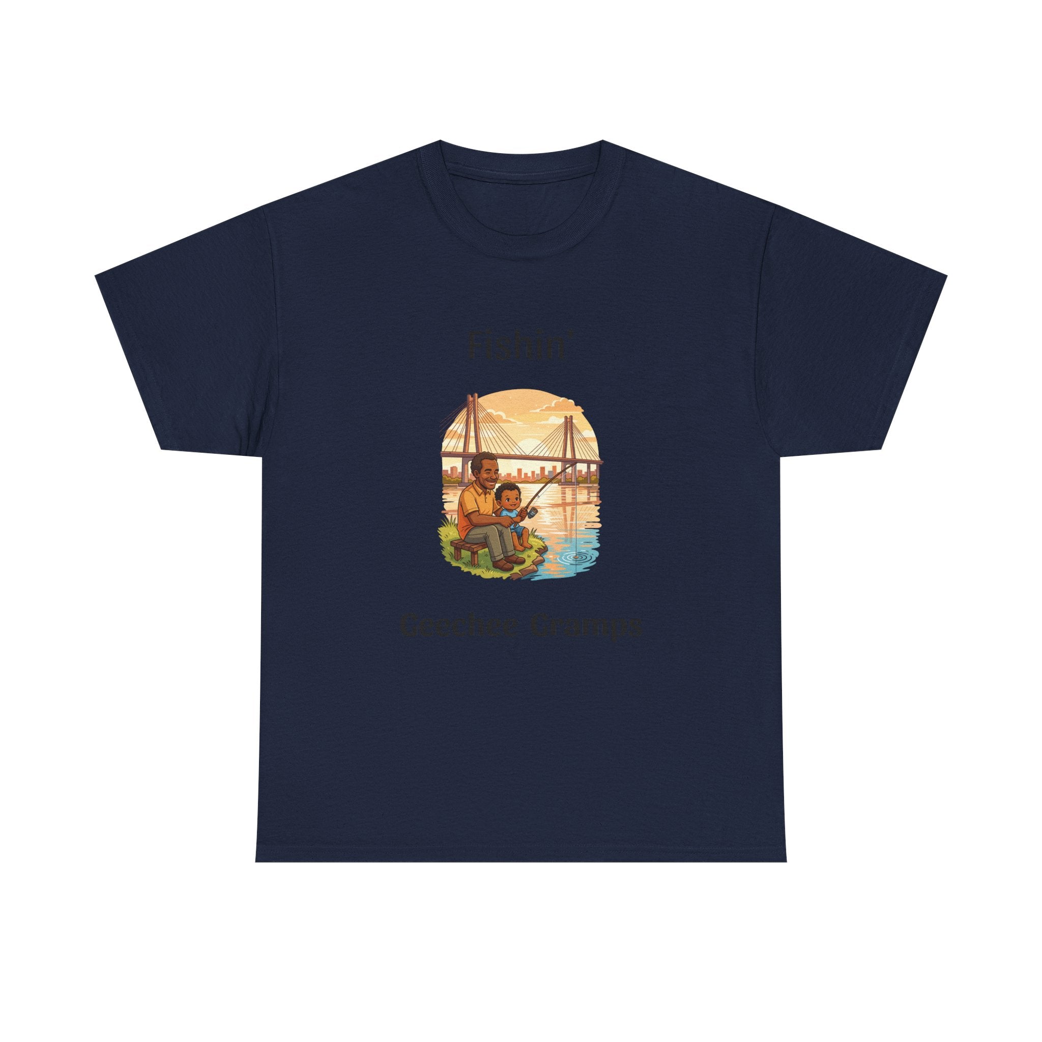 Fishin' Geechee Gramps T-Shirt – Grandpa Fishing Vintage Sunset Tee