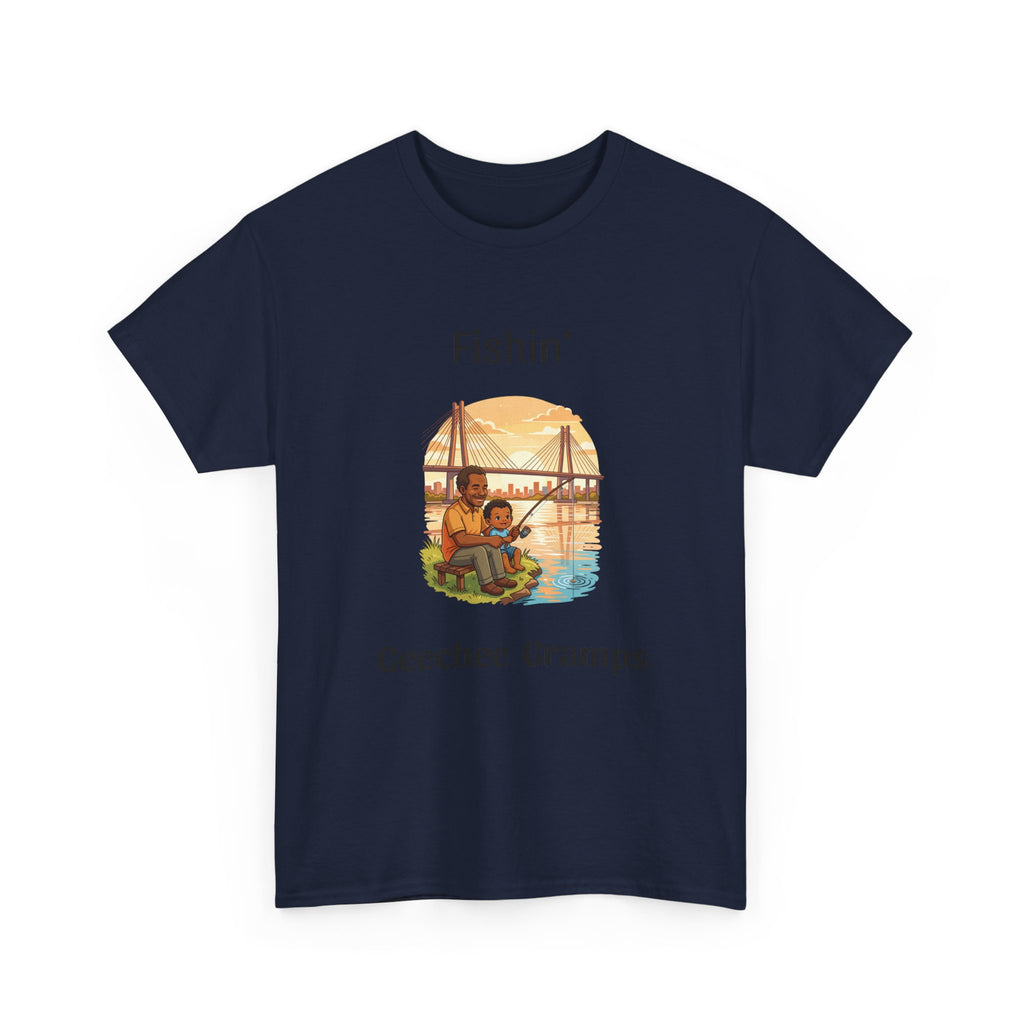Fishin' Geechee Gramps T-Shirt – Grandpa Fishing Vintage Sunset Tee