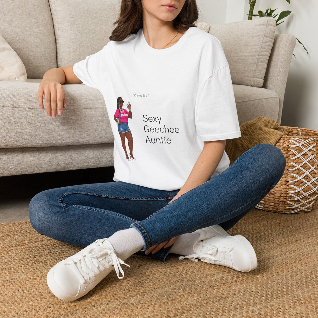 Sexy Geechee Auntie T-Shirt — "She’s Tea" Graphic Tee for Geechee Culture Fans