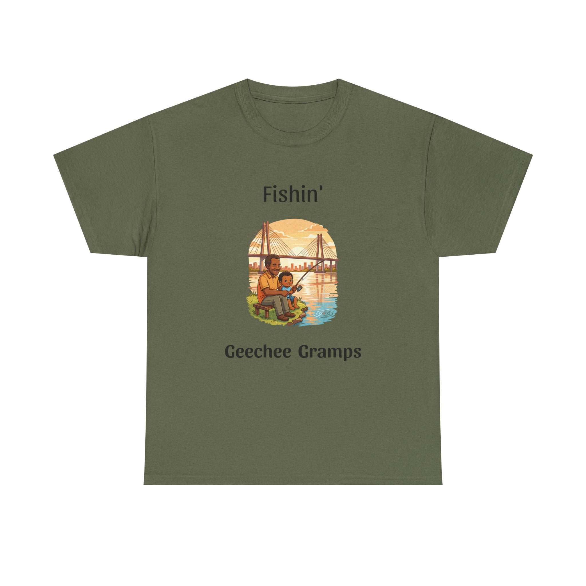 Fishin' Geechee Gramps T-Shirt – Grandpa Fishing Vintage Sunset Tee